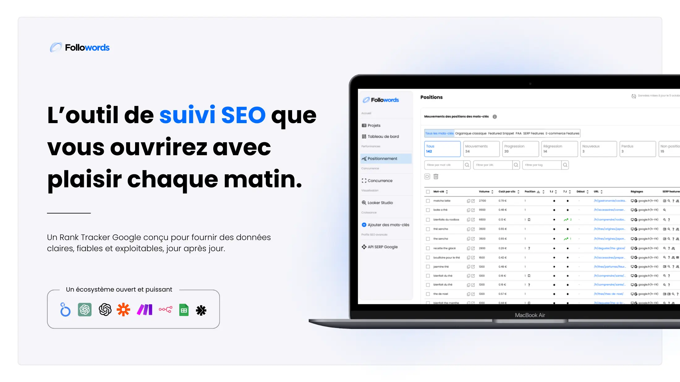 L'outil de suivi SEO que vous ouvrirez avec plaisir chaque matin